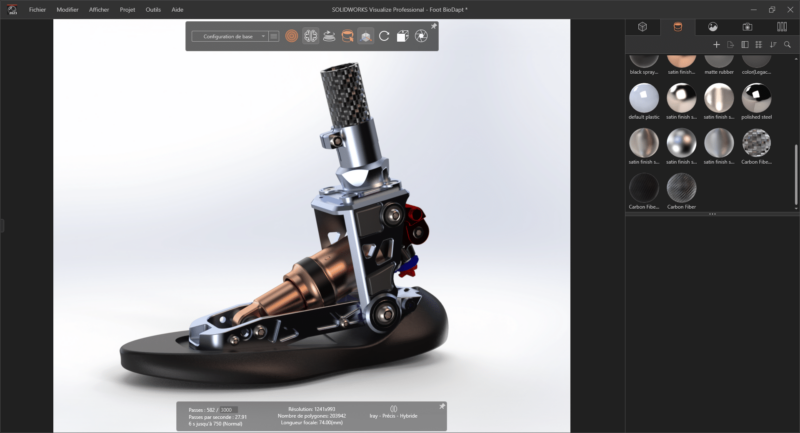 Rendu réaliste dans SolidWorks Visualize